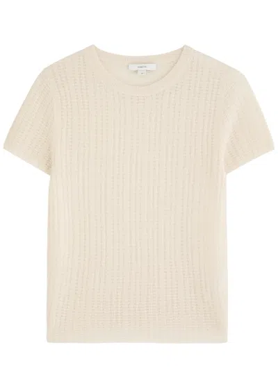 Vince Textured Cashmere-blend T-shirt In Cream