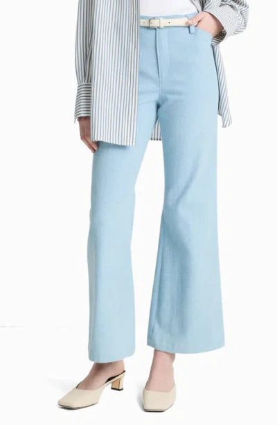 Vince Textured Cotton Flare Pants In Pale Indigo