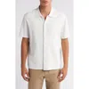 Vince Textured Double Knit Short Sleeve Button-up Shirt In Classic Cream