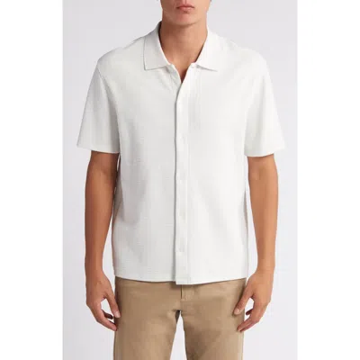 Vince Textured Double Knit Short Sleeve Button-up Shirt In Classic Cream