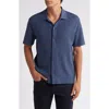 Vince Heavy Slub Short Sleeve Button-up Shirt In Nocturne