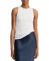 Vince Textured High Neck Shell In White