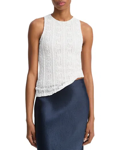 Vince Textured High Neck Shell In White