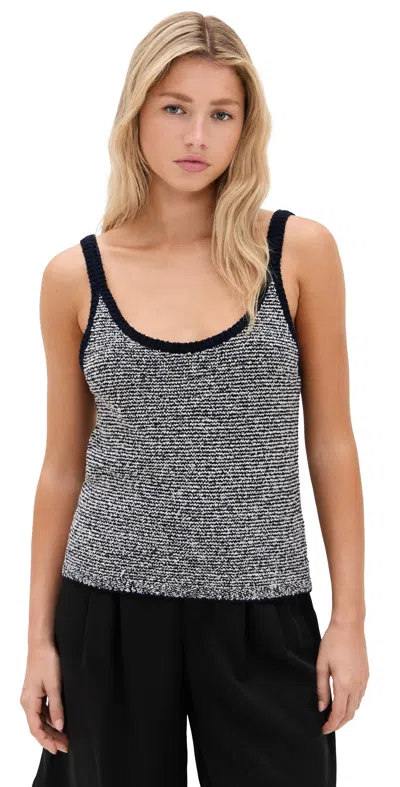 VINCE TEXTURED MICRO STRIPE TANK COASTAL/OAT SHELL