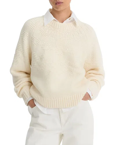 Vince Textured Raglan Sleeve Wool Sweater In Off White