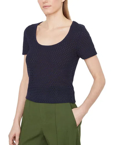 Vince Textured Scoop Neck Sweater In Blue