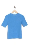 Vince Textured Short Sleeve T-shirt In Blue