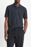 Vince Textured Stretch Cotton Polo In Blue