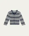 Vince Striped Textured Cardigan In Blue