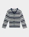 Vince Striped Textured Cardigan In Blue