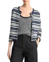 Vince Striped Textured Cardigan In Blue