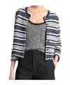 Vince Striped Textured Cardigan In Blue