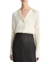 Vince Crushed Stripe Long-sleeve Blouse In White