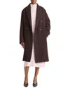 Vince Textured Wool-blend Double Breasted Coat In Brown