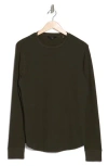Vince Thermal Cotton Blend Long Sleeve Crewneck T-shirt In Dark Seaweed