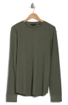 Vince Thermal Cotton Blend Long Sleeve Crewneck T-shirt In Olive Field