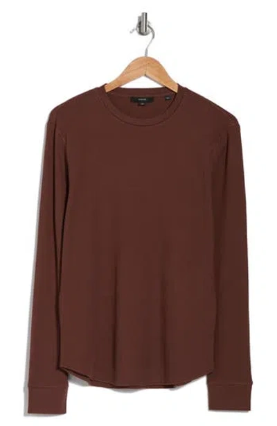 Vince Thermal Cotton Blend Long Sleeve Crewneck T-shirt In Washed Sienna