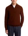 Vince Thermal Quarter Zip Polo Sweater In Brown
