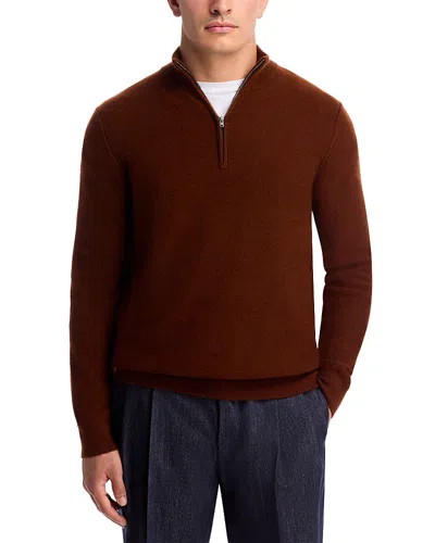 Vince Thermal Quarter Zip Polo Sweater In Brown
