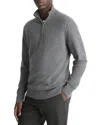Vince Boiled Cashmere Quarter Zip Sweater In Medium Heather Gray
