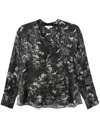 Vince Thistle Silk Button-up Shirt In Black