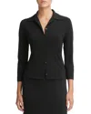 Vince Three Quarter Sleeve Button Up Shirt In Black