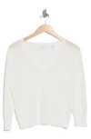 Vince Three-quarter Sleeve V-neck Sweater In White