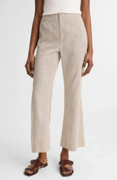 Vince Ticking Stripe Crop Flare Linen & Cotton Pants In Neutral