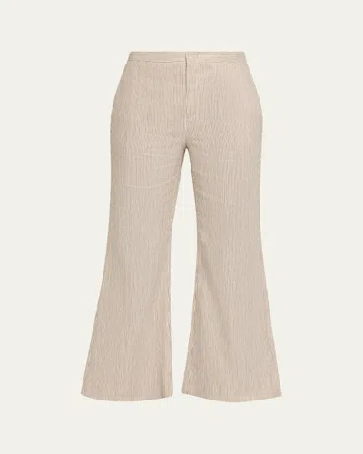 Vince Ticking Stripe Cropped Flare Trousers In Neutral