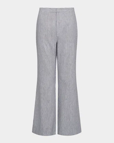 VINCE TICKING STRIPE CROPPED FLARE TROUSERS