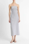 Vince Ticking Stripe Sleeveless Maxi Dress In Gray