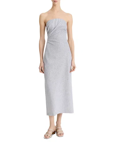 VINCE TICKING STRIPED DRAPED DRESS