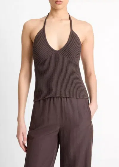 Vince Tie Halter Sweater Top In Night Umber