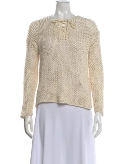 Pre-owned Vince Tie Neck Sweater In Neutral