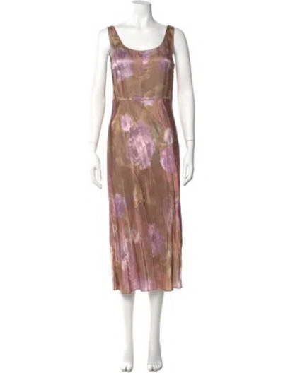 Pre-owned Vince Tie-dye Print Long Dress In Brown