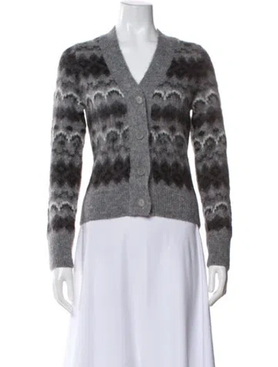 Pre-owned Vince Tie-dye Print V-neck Sweater In Gray