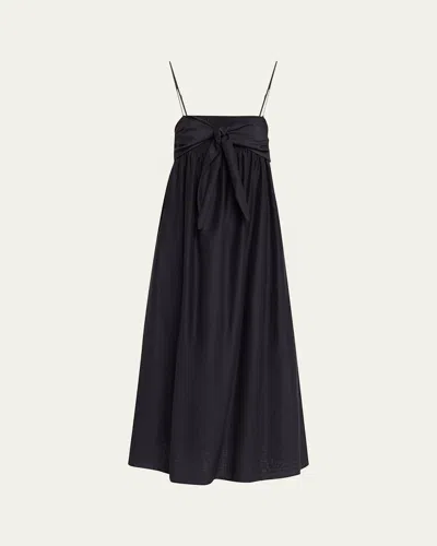 Vince Tie-front Cotton Maxi Dress In Black
