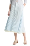Vince Tiered Pleated Midi Skirt In Sky Mist
