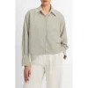Vince Stripe Cropped Button-front Top In Herbaria/off White