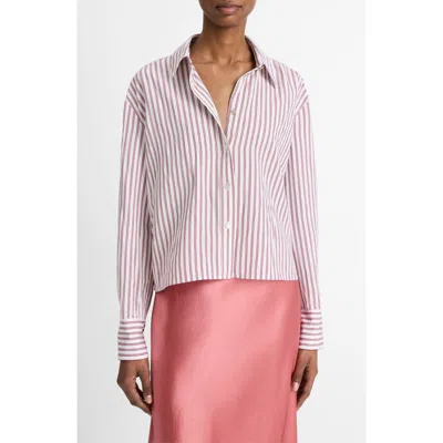 Vince Till Stripe Crop Shirt In Pink