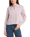 Vince Till Stripe Cropped Button Down In Blue
