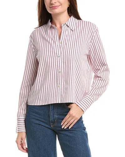 Vince Till Stripe Cropped Button Down In White
