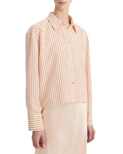Vince Till Stripe Cropped Button Shirt In White