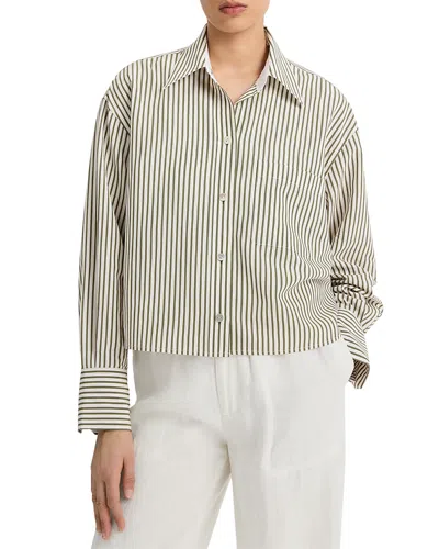 VINCE TILL STRIPE CROPPED POPLIN SHIRT