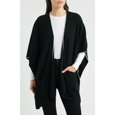 Vince Tipped Cashmere Cape In Black