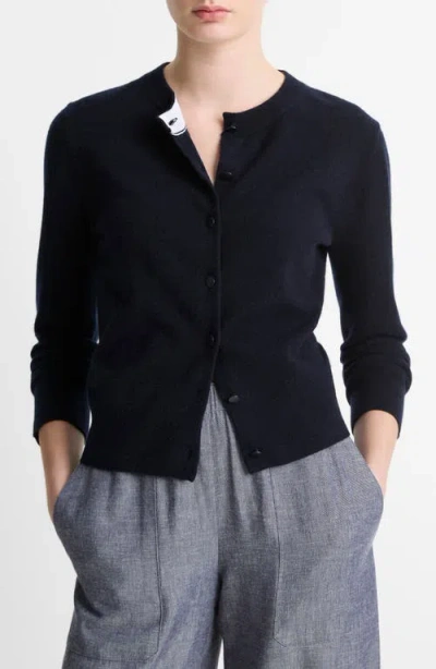 Vince Tipped Half Moon Cardigan In Black
