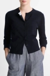 Shop Vince Tipped Half Moon Cardigan In Coastal/optic White