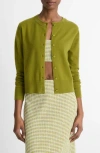 Vince Tipped Half Moon Cardigan In Green