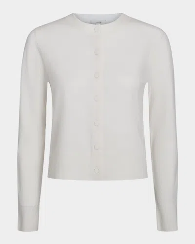 Vince Tipped Half-moon Cardigan In Off Whiteoptic White