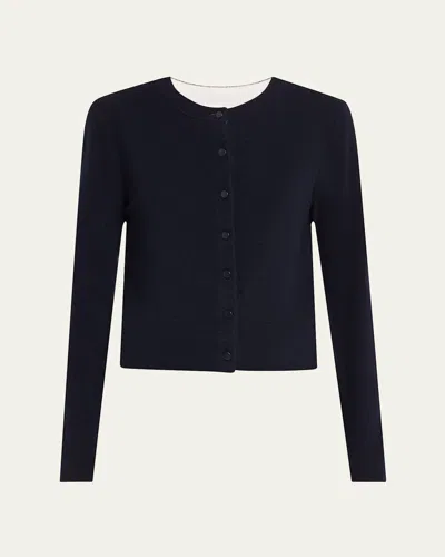 Vince Tipped Half-moon Cardigan In Black